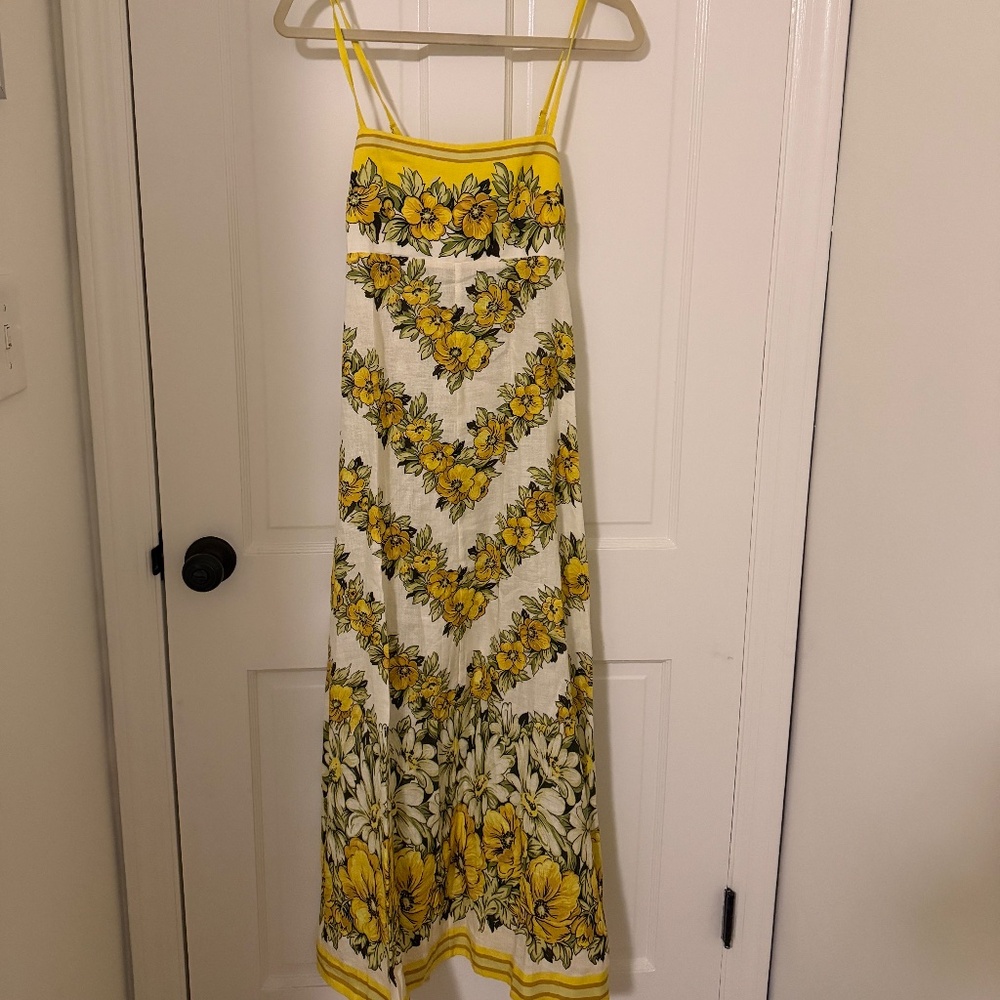 ALEMAIS Gisela Floral Linen Sleeveless Midi Dress Size US 4 - Picture 2 of 4